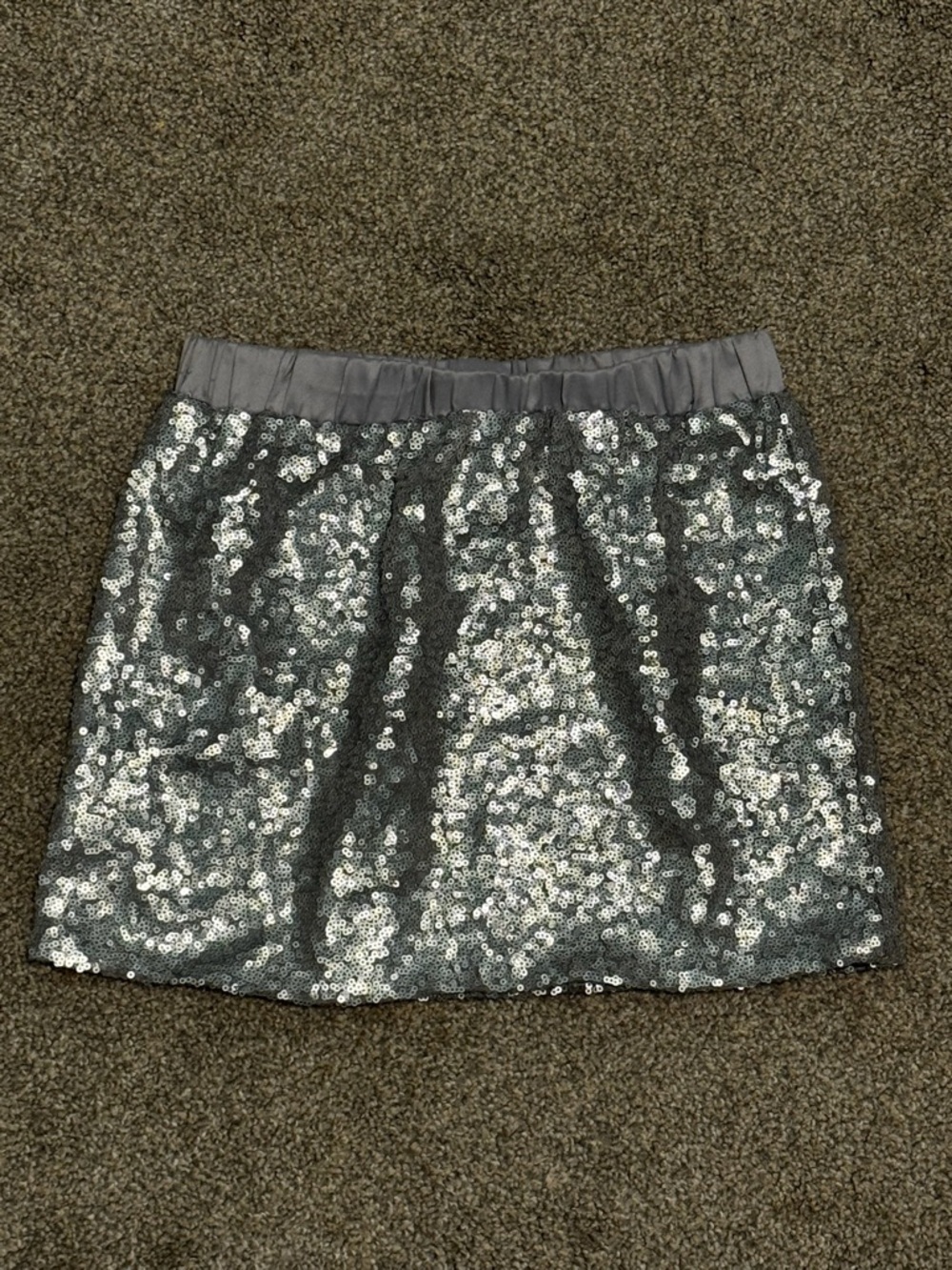 Silver Sequin Skirt For Kids Girls Elastic Waistband Medium M  7-8 Joe Fresh